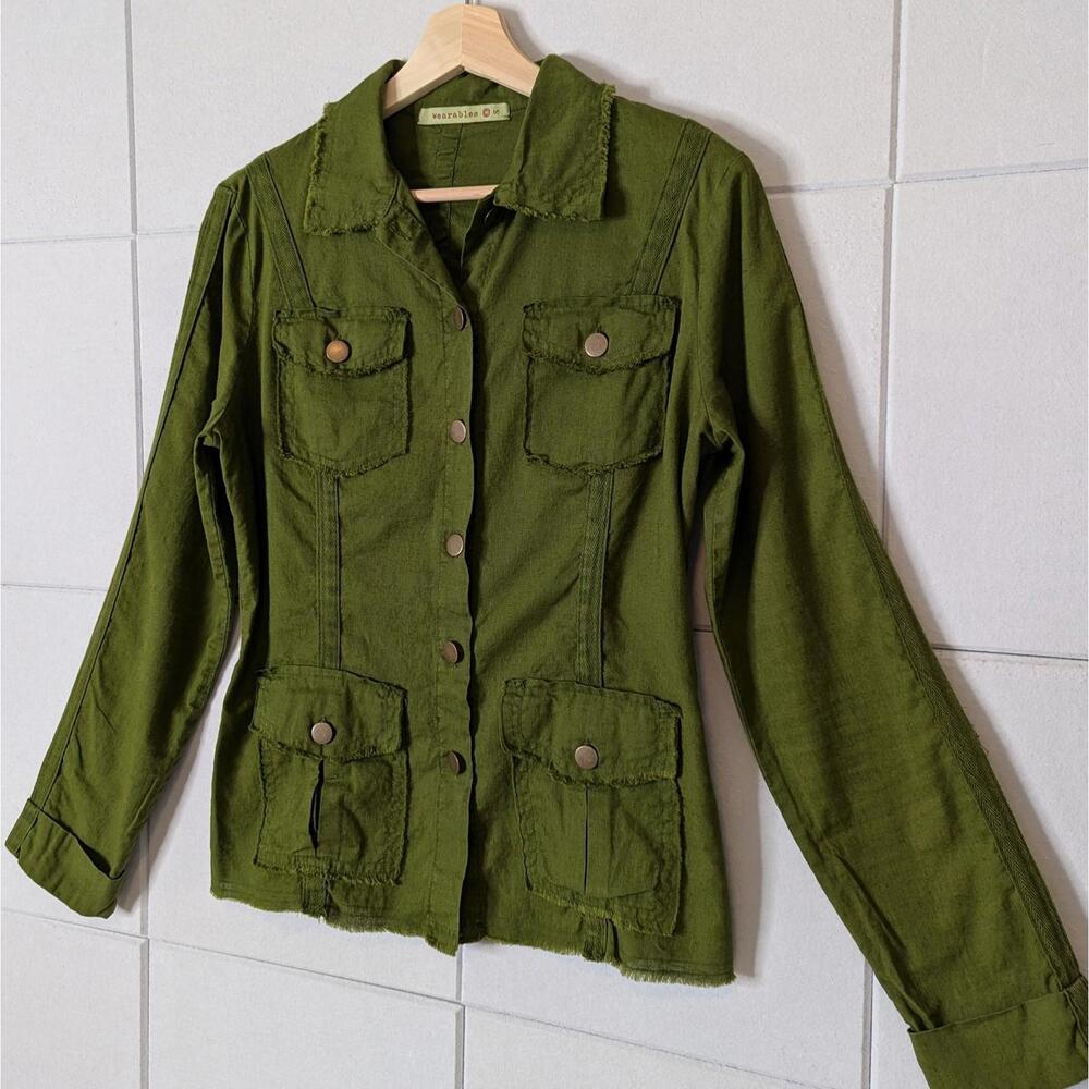 Vintage y2k Wearables linen & cotton utility shirt jacket - Picture 3 of 7